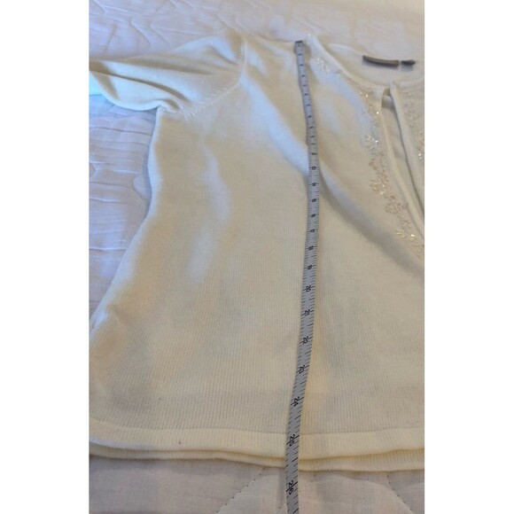 Croft & Barrow Cardigan Sweater Sz Large Attached Jacket Cream Embroidered Edge - Picture 11 of 12